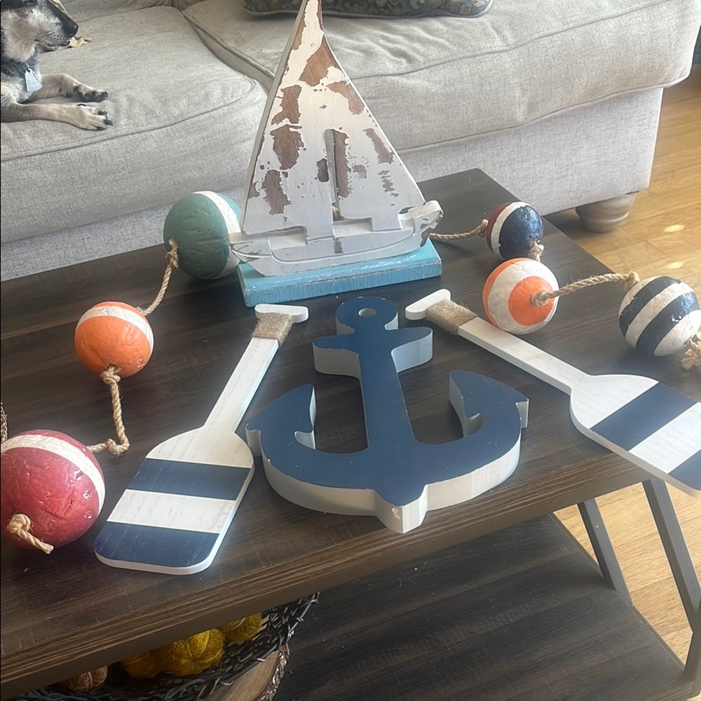 Hobby Lobby Nautical Decor Set with Blue and White Accents